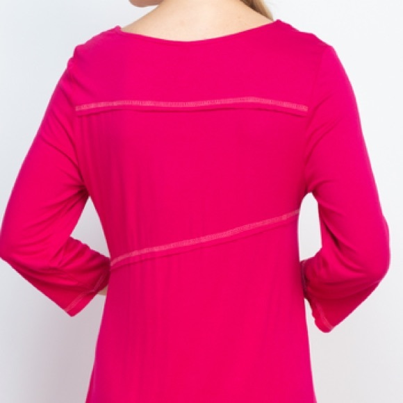 Fuchsia midi shift dress, 3/4 sleeve, NEW! - Picture 12 of 14